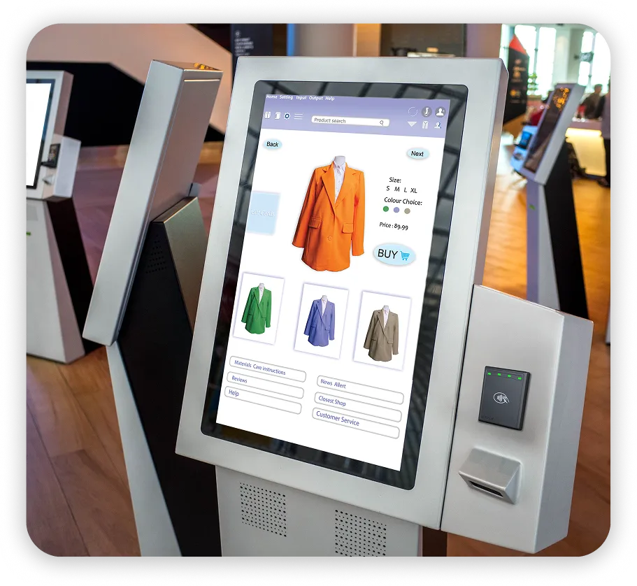 Self-service ordering kiosk with an unattended reader